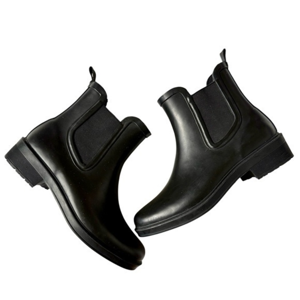 J.Crew Matte Black Chelsea Rain Boots Waterproof Size 6